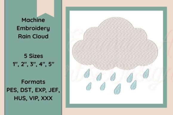 Charming Rain Cloud Machine Embroidery Design for Seasonal Crafts
