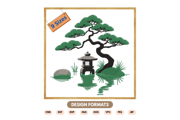 Japanese Zen Garden Embroidery Design