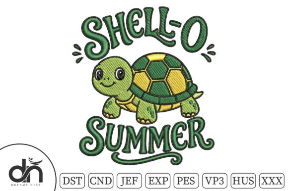 Shell-O Summer Cute Turtle Embroidery