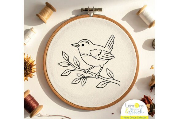 Small Bird on a Branch – A Hand Embroidery Design for Seasonal Charm