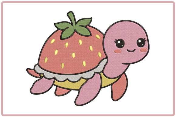 Strawberry Turtle Embroidery Design – A Sweet Summer Fusion